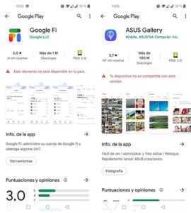 Tu dispositivo no es compatible con esta version